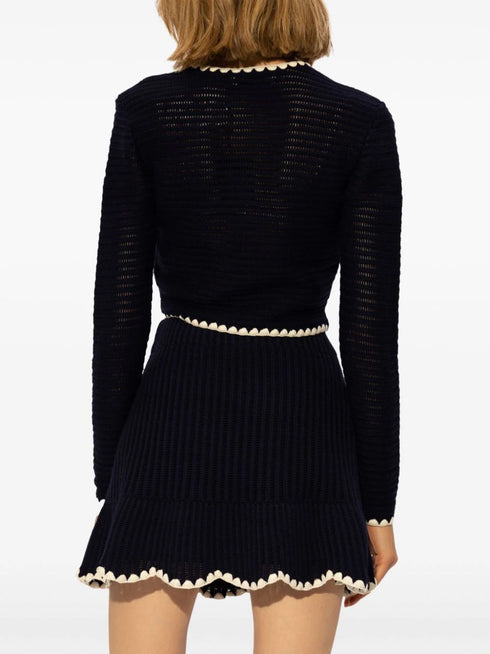 crochet-knit cropped cardigan